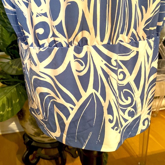 Y2K  Lori M Collection mermaid style dress. Bright blue w/ white floral design. - Picture 4 of 11